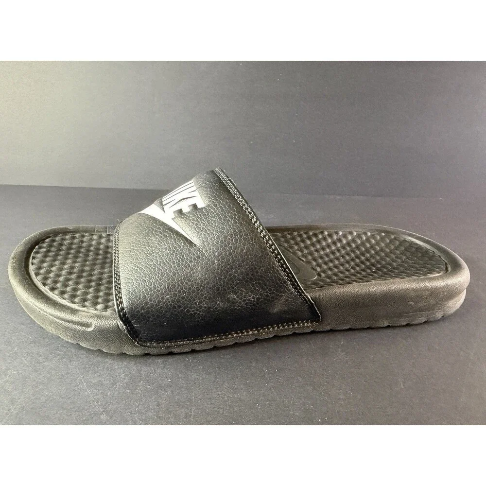 Nike Mens Size 8 Black Slip-On Slide Sandals Benassi JDI 343880-090 w/ Logo